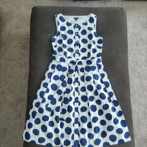 NWOT Talbots Polka Dot Sleeveless Shirt Dress sz. 4 Small White Navy Summer Cute